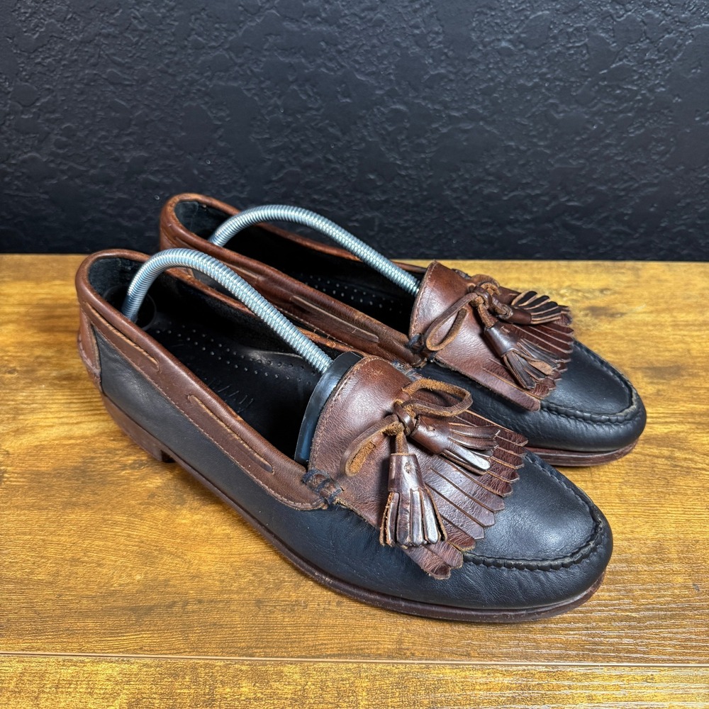 Cole Haan Kiltie Tassel 3132 Brown Navy Leather Loafers Mens‎ 11D
